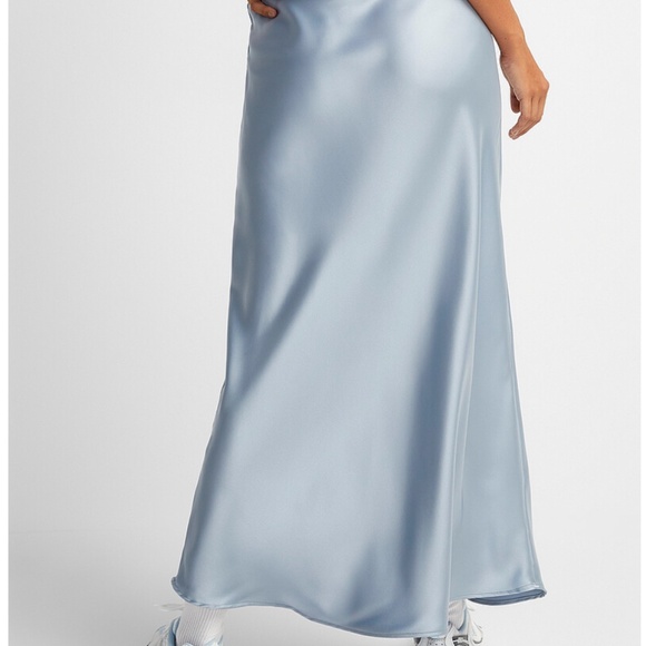 Baby blue satiny maxi skirt made in USA NWT - Picture 2 of 9
